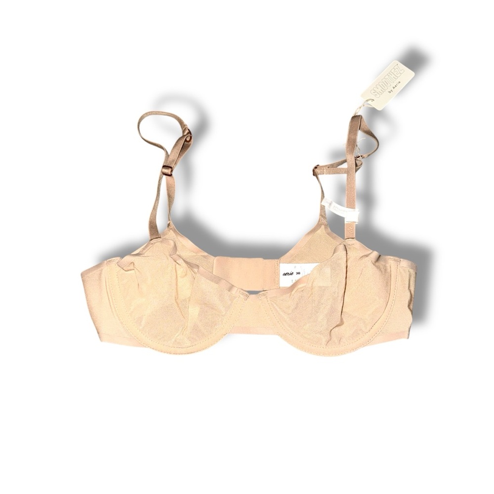 Smoothez by Aerie Balconette Sheer Beige Nude Unlined Underwire Bra Sz 34B NEW